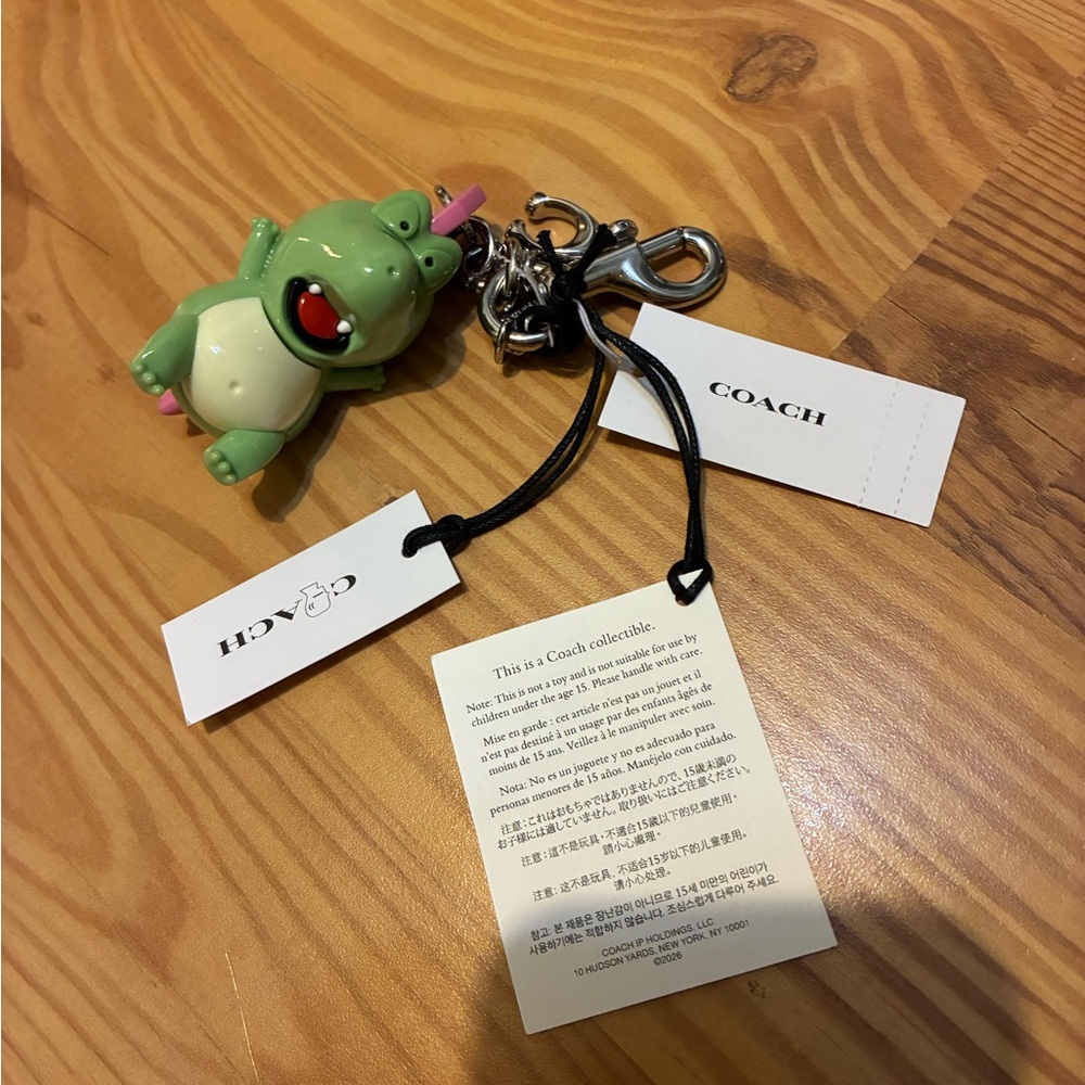 Coach X Brain Dead Dino Darby Charm Keychain Silver Hardware NWT - Picture 3 of 3
